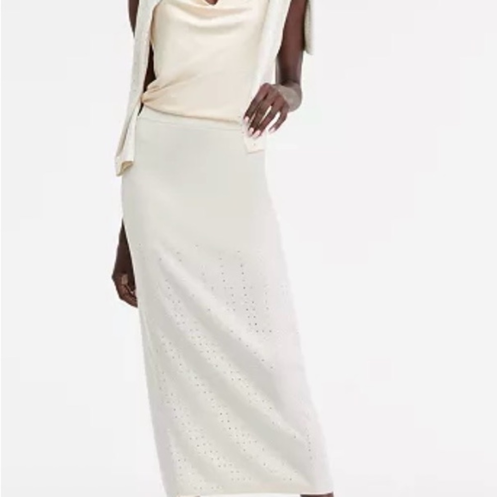 INC. Women's Rhinestone Sweater Skirt, Macy's Exclusive in Vintage Cream w slit